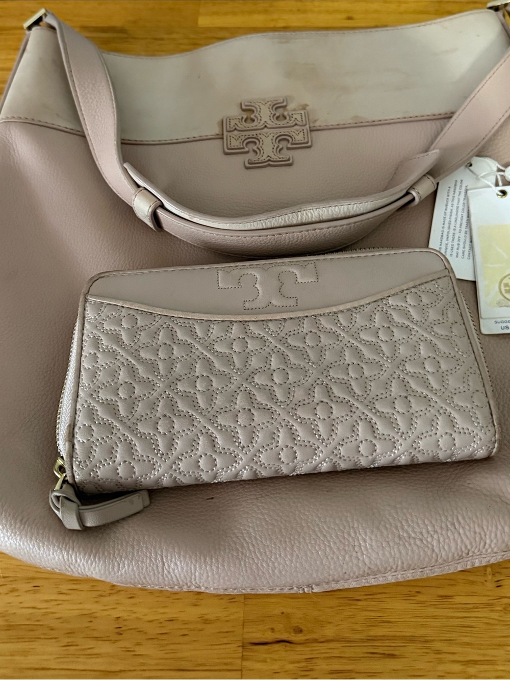 Tory Burch Blush Quilted Wallet and Shoulder Bag Set w tag Read Description